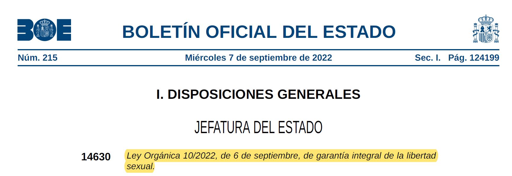 La Ley Orgánica 10/2022 de garantía integral de la libertad sexual