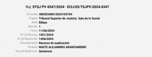 Sentencia TSJPV 4347/2024